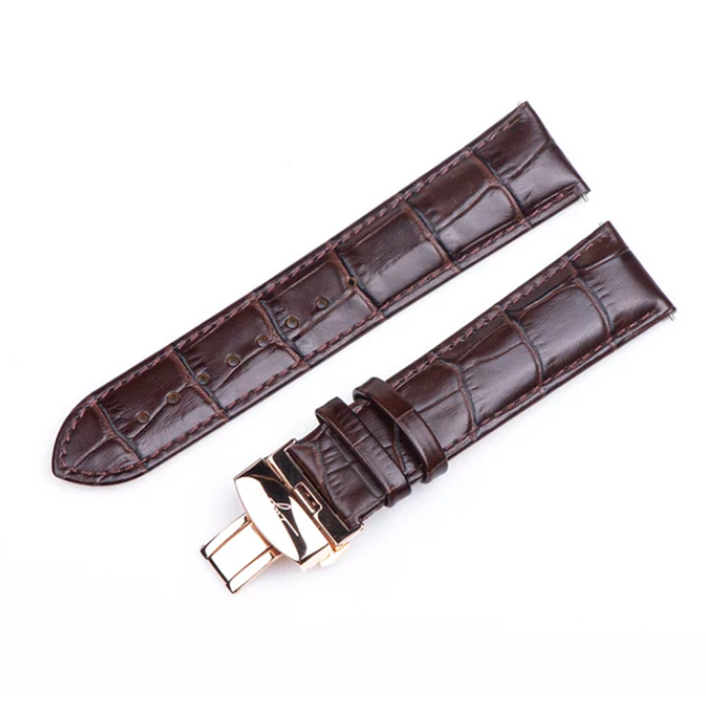 Sugess Brown bamboo texture Style Leather w/ Butterfly Buckle