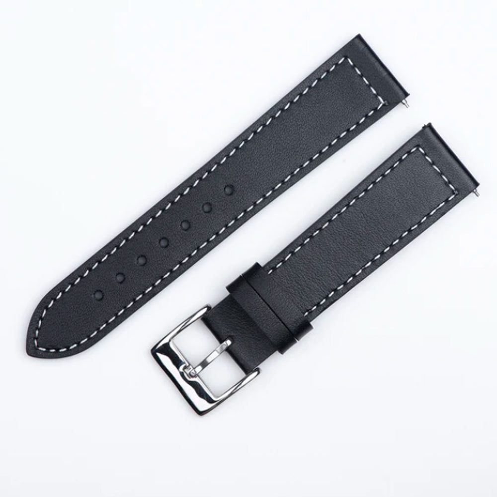 Sugess Black with White quilted line Style Leather w/ Pin Buckle